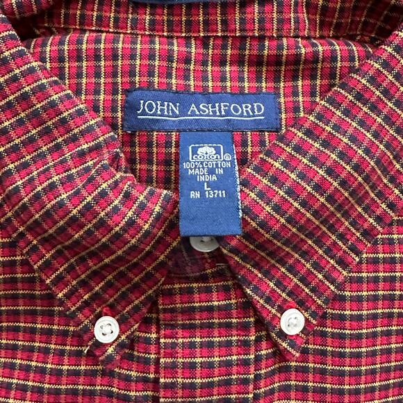 John Ashford Red & Yellow Men’s Button Down Long Sleeve Shirt, Large, Pre-owned - Picture 3 of 4